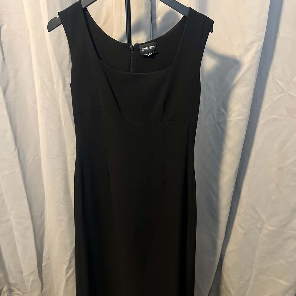 Vintage Giorgio Armani Borgonuovo 21 Black Square Neck Sheath Dress